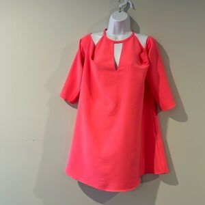 Amanda uprichard open shoulder long sleeved bright pink mini dress size m
